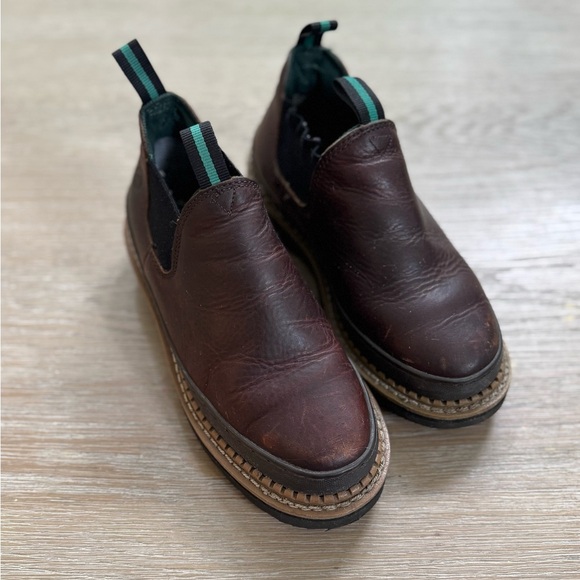 Georgia Giant Women's Soggy Brown leather slip on ankle Boots Booties Size 8 - Picture 1 of 8